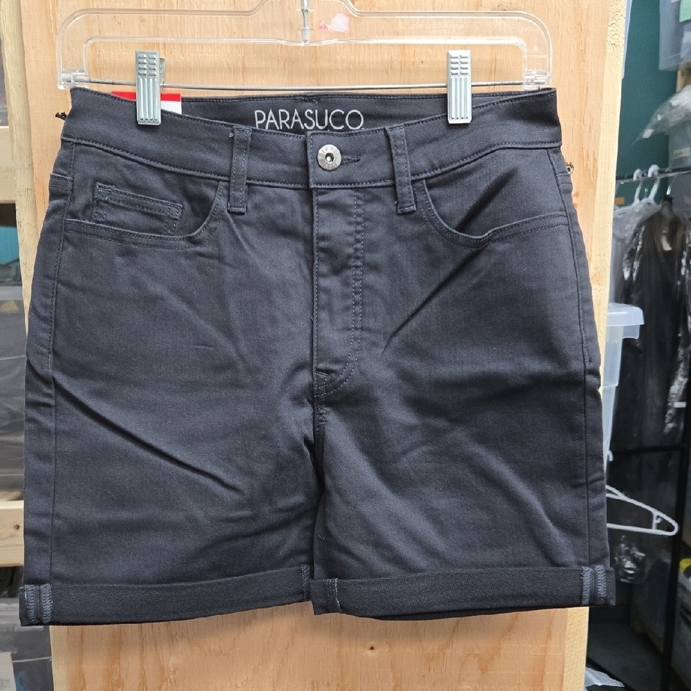 Parasuco Size 8 Charcoal Mid Rise Classic Fit Denim Shorts